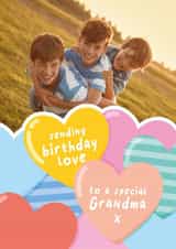 Personalised Birthday Photo Card created by Macie Dot Doodles - Cute Birthday Card - For Grandma - Hearts