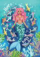 Cute Birthday Card - For Her - Mermaid Under The Sea created by Aniet Illustration