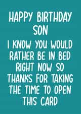 Cheeky Birthday Card - For Son - Rather Bed In Bed created by Pack a Punch Designs