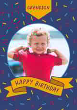 Personalised Birthday Photo Card created by Evie Garnett Designs - Classic Birthday Card - For Grandson - Banner