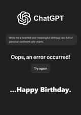 Funny Cheeky Birthday Card - ChatGPT Error created by I Love My Card