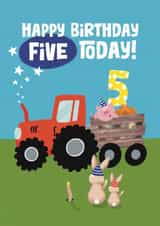 Cute Birthday Card - 5th - Tractor created by Giddy Kipper
