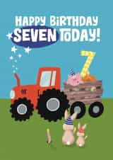 Cute Birthday Card - 7th - Tractor created by Giddy Kipper