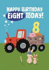 Cute Birthday Card - 8th - Tractor created by Giddy Kipper