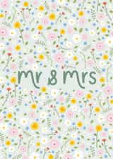 Pretty Wedding Card - Mr & Mrs - Ditsy Florals created by Fliss Muir
