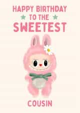 Cute Birthday Card - Sweetest Cousin - Labubu Doll created by Hello Fridays Studio