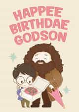 Cute Birthday Card - For Godson - Harry Potter - Happee Birthdae created by Cardology