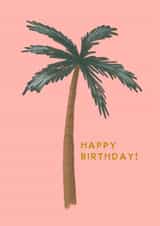 Tropical Happy Birthday Party Palm Tree - Coral Pink created by This Wild Soul