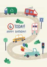 Classic Birthday Card - 6th - Vehicles And Transport created by Kimberley Rose Studio