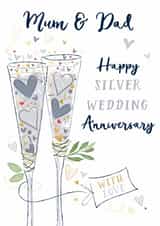Traditional Anniversary Card - 25th - Mum And Dad - Silver Wedding created by Katie Phythian Design