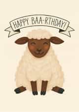 Cute Funny Sheep Birthday Card - “Happy Baa-rthday!” - For Kids or Adults created by Bloom&Flo