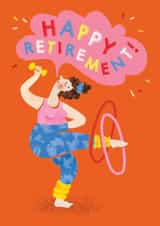 Funny Retirement Card - Exercise - Hula Hooping created by Emily Nash Illustration