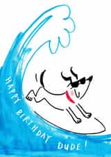Cute Birthday Card - Surfing Dog created by Sketchy Muma