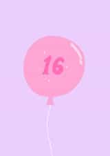 Cute 16th Birthday Card for Her – Pink Balloon & Sparkles – Purple Design created by Shelbys Creatives