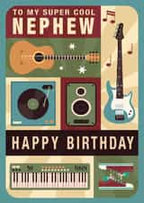 Classic Birthday Card - For Nephew - Music - Cool created by Dalia Clark Design