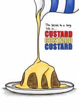 Custard birthday card - live a long life with custard created by Lucy Driver