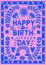 Arty Birthday Card - Flowers - Hearts created by Sarah Harding