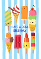 Cute Birthday Card - Ice Creams - Cool Birthday created by Nicola Watson