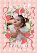 Personalised Birthday Photo Card created by Soph AC Studio - Cute Birthday Card - 1st - Strawberries