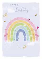 Pretty Floral Rainbow Birthday Card - Cute Bees Butterflies and Ladybird created by SABIVO Design by Sabina