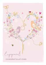 Classic Engagement Card - Cute Floral Love Heart Tree - Bees and Bird with Engagement Ring created by SABIVO Design by Sabina