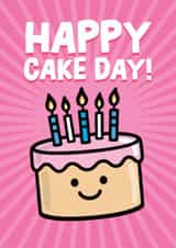 A cute smiling birthday cake card. Time to celebrate – Happy Cake Day! created by Daniel Benney