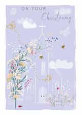 Pretty Christening Floral Church Card - Meadow Flowers Bees and Ladybird - Daisy created by SABIVO Design by Sabina