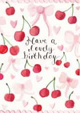 Pretty Birthday Card - Cherries - Bows created by Love Lucy Illustration