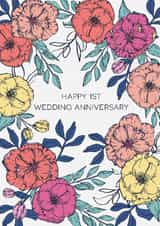 Pretty Anniversary Card - 1st - Classic Florals created by Sazerelli Designs