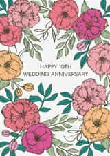Pretty Anniversary Card - 10th - Classic Florals created by Sazerelli Designs