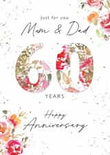Classic Anniversary Card - Mum and Dad - 60th Anniversary - Floral created by Rebecca Prinn