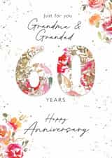 Classic Anniversary Card - Grandma & Grandad - 60 Years Anniversary - Floral created by Rebecca Prinn