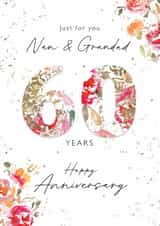 Classic Anniversary Card - Nan & Grandad - 60 Years Anniversary - Floral created by Rebecca Prinn