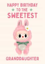Cute Birthday Card - Sweetest Granddaughter - Labubu Doll created by Hello Fridays Studio