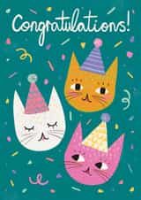 Cute Congratulations Card - Party Cats created by Happy Wolf