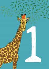 Cute 1st Birthday Card - Giraffe - Animal created by martha and hepsie ltd