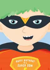 Cute Birthday Card - Super Son - Superhero created by Macie Dot Doodles