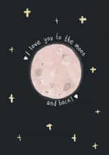 Cute Anniversary/Valentine's Day Card - I Love You To The Moon And Back - Stars created by martha and hepsie ltd