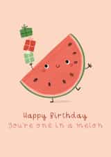Cute Birthday Card - One In A Melon - Presents created by Becky Down