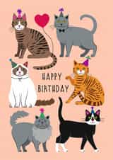 Cute Birthday Card - Cats - Cats Wearing Party Hats created by Irini Herzog