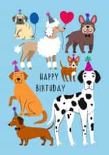Cute Birthday Card - Dogs - Dogs Wearing Party Hats created by Irini Herzog