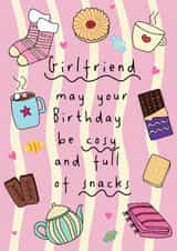 Cute Birthday Card - For Girlfriend - Cosy - Snacks created by @Laura Lonsdale Designs