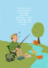 Relaxing fishing birthday card created by Sarah Barker Illustrations