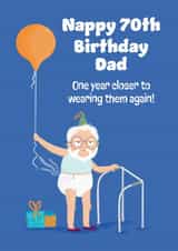 Cheeky 70th Birthday Card - For Dad - Nappy created by Hannah Jayne Lewin