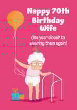 Cheeky 70th Birthday Card - For Wife - Nappy created by Hannah Jayne Lewin