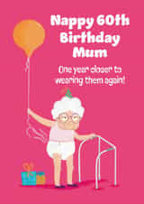 Cheeky 60th Birthday Card - For Mum - Nappy created by Hannah Jayne Lewin