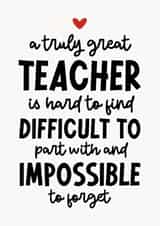 Classic Thank You Card - For Teacher - Impossible To Forget created by Sundiva Designs