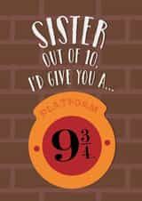 Fun Birthday Card - For Sister - Platform 9 3/4 - Harry Potter created by Cardology