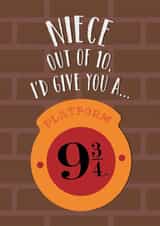 Fun Birthday Card - For Niece - Platform 9 3/4 Hogwarts Express - Harry Potter created by Cardology