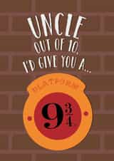 Fun Birthday Card - For Uncle - Platform 9 3/4 Hogwarts Express - Harry Potter created by Cardology
